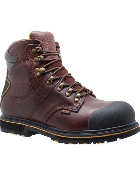 Ad Tec Men's 6" Leather EH Waterproof Work Boots - Steel Toe, Dark Brown, hi-res