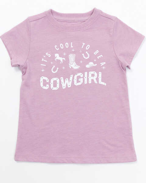 Shyanne Toddler Girls' Cool To Be A Cowgirl Short Sleeve Graphic Tee, Lavender, hi-res