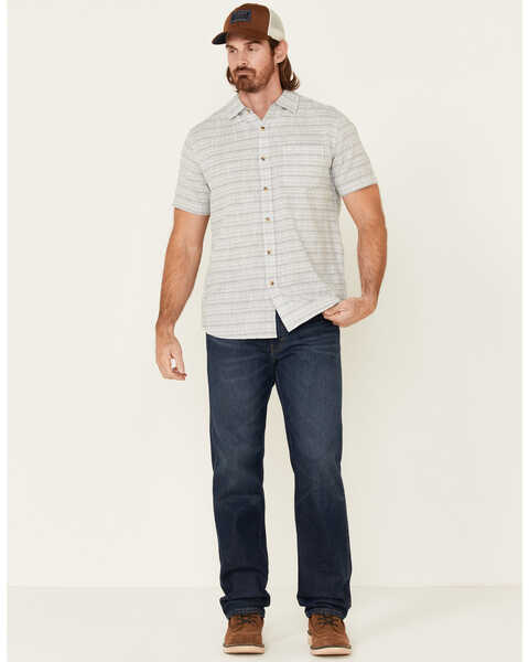 Image #2 - North River Men's Horizontal Stripe Short Sleeve Button Down Western Shirt , Natural, hi-res