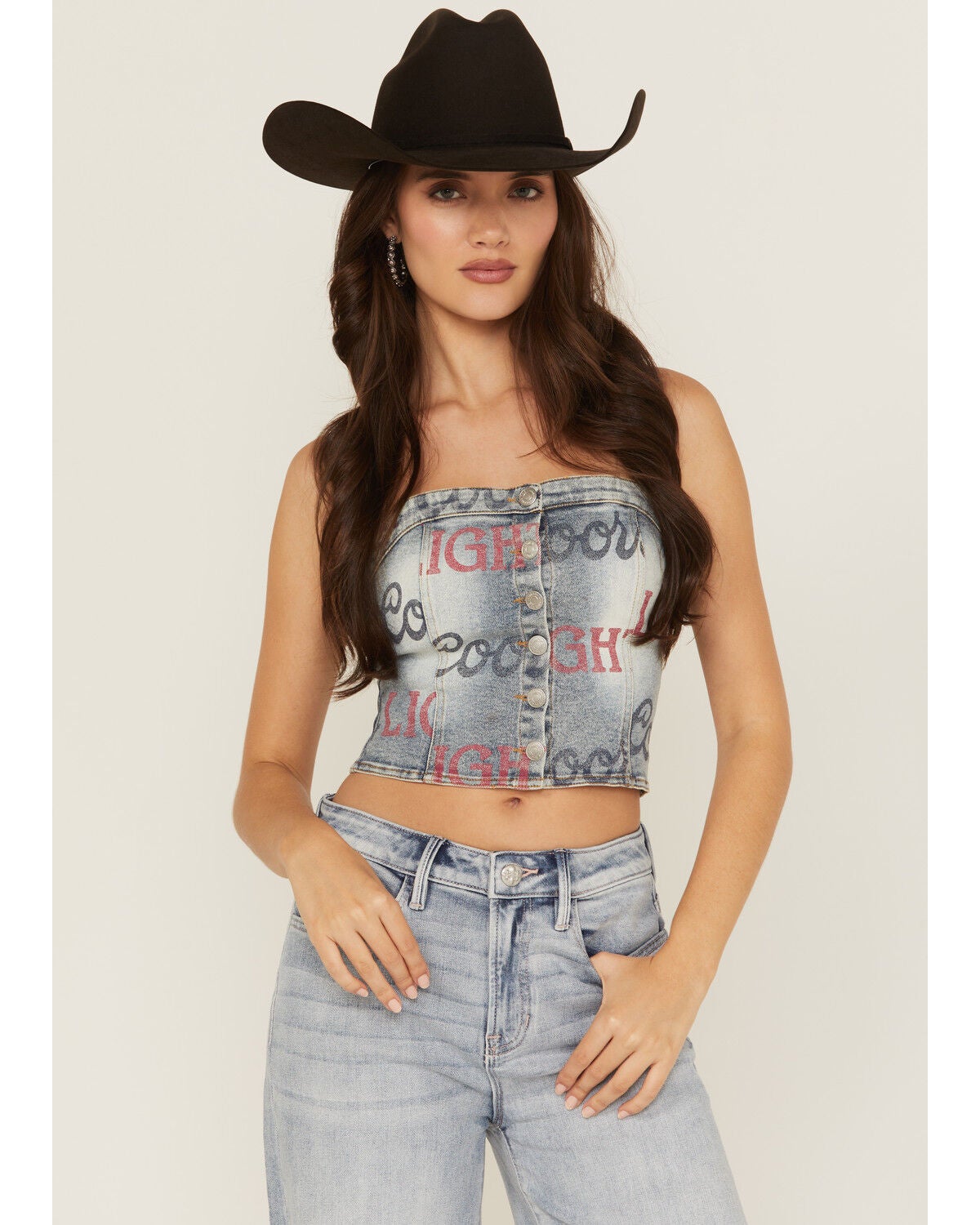 The Laundry Room Women's Boot Barn Exclusive Coors Light Denim Bustier, Blue, hi-res
