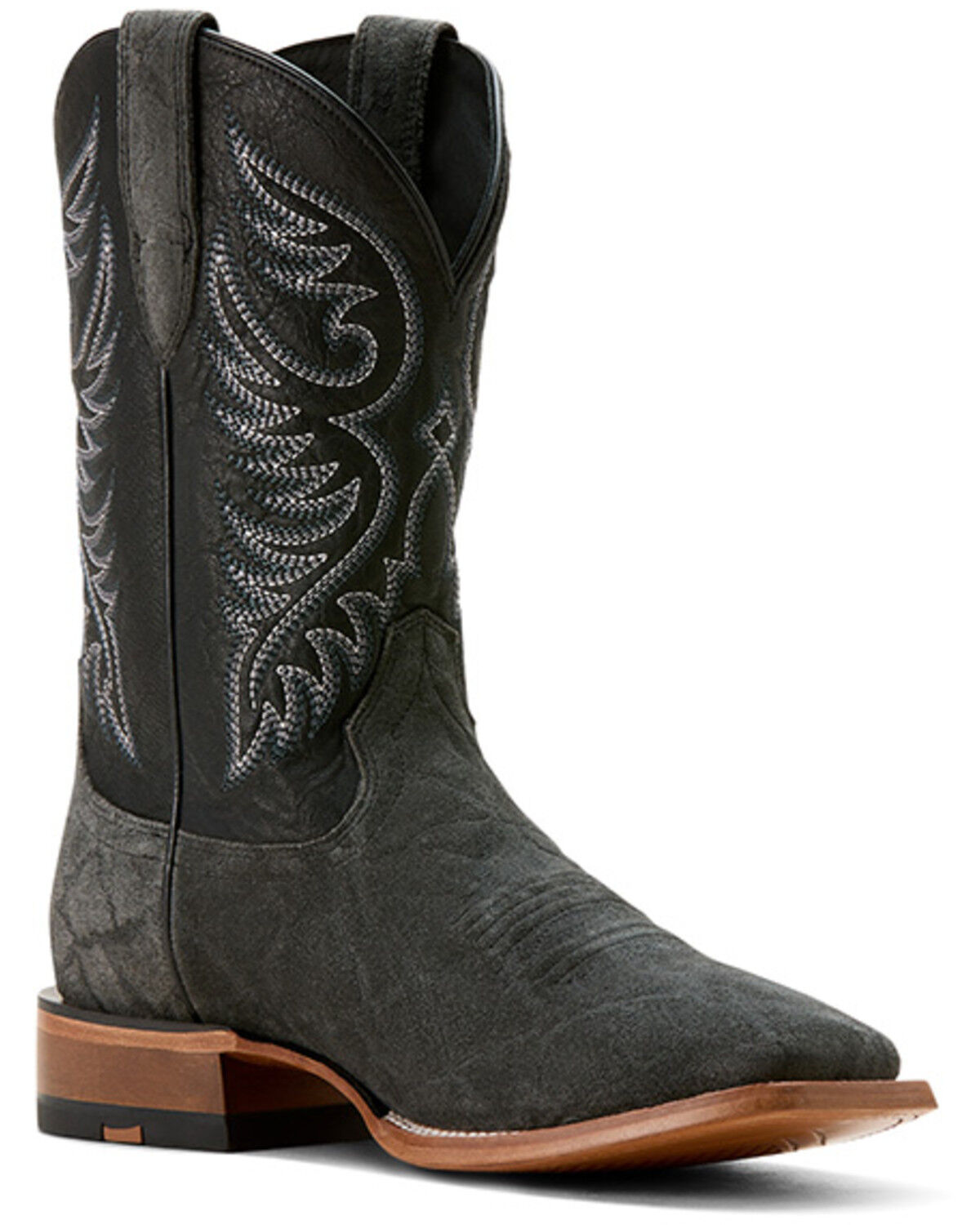 Image #1 - Ariat Men's Wiley Elephant Roughout Western Boots - Broad Square Toe, Black, hi-res