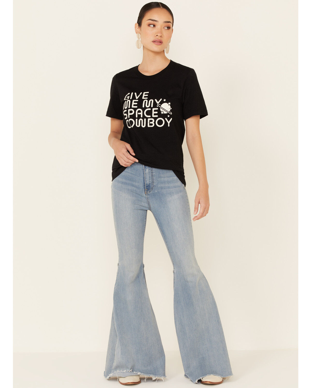 Image #2 - Ali Dee Women's Give Me My Space Cowboy Graphic Short Sleeve Tee, Black, hi-res