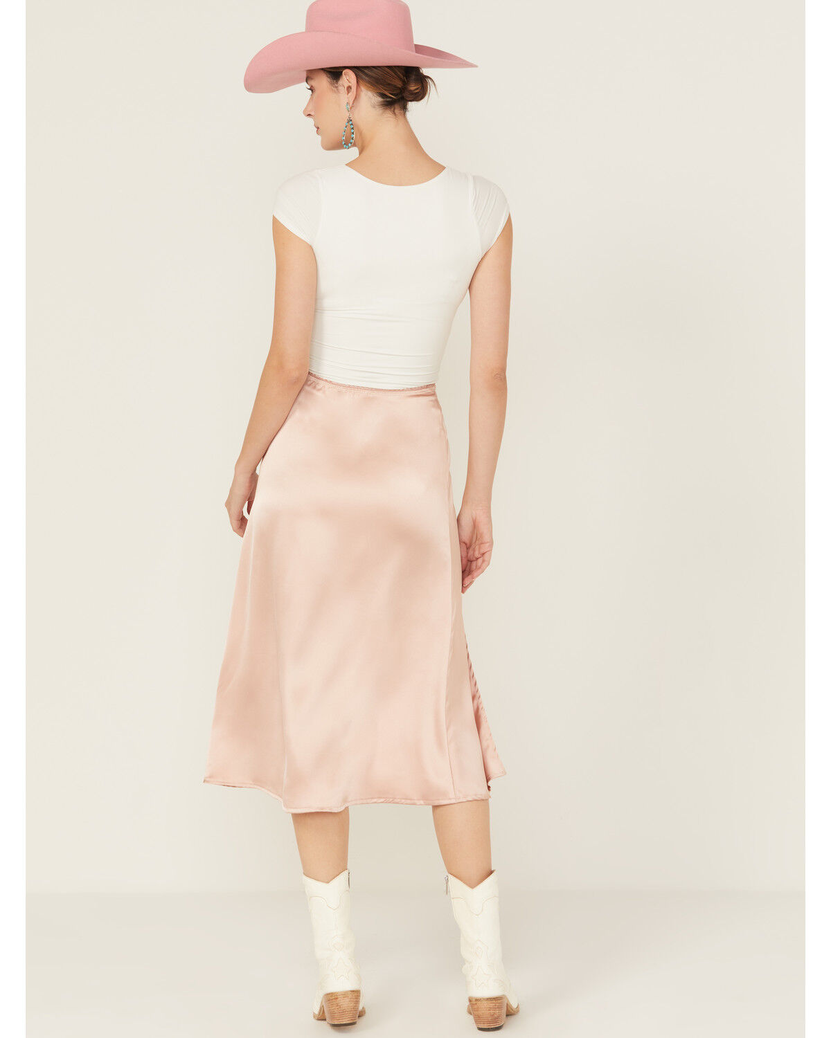 Image #3 - Originality Women's Satin Midi Skirt, Rose, hi-res
