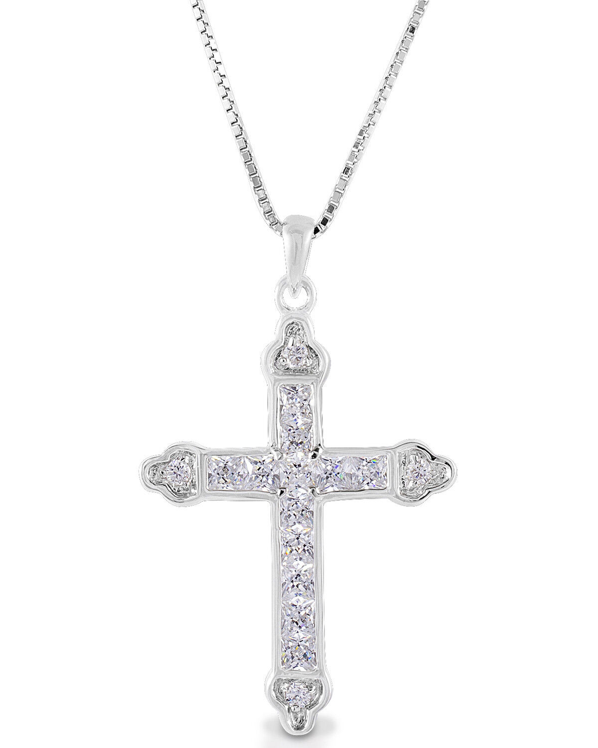 Image #1 - Kelly Herd Women's Clear Cross Necklace, Silver, hi-res