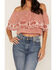 Image #3 - Talisman Women's Road Trip Print Ruffle Off-Shoulder Cropped Top, Red, hi-res