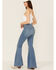 Image #3 - Free People Women's Venice Beach Medium Wash Flare Jeans, Blue, hi-res