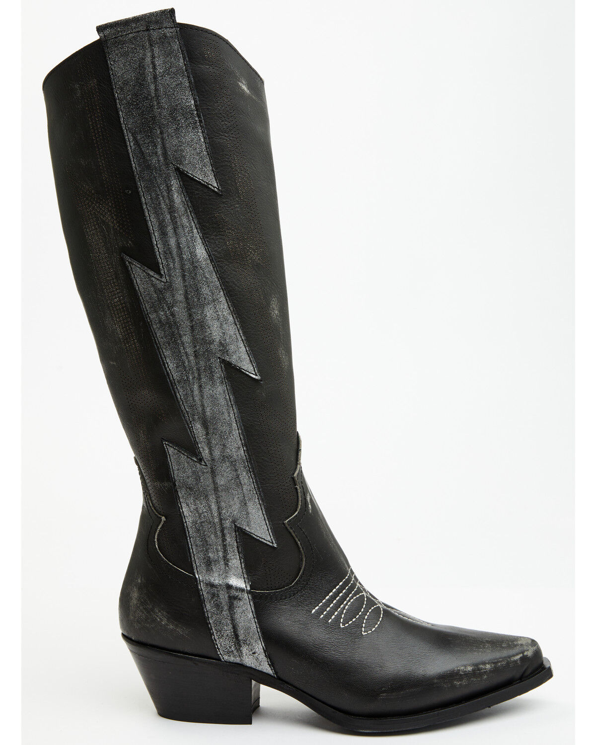 Image #2 - Italian Cowboy Women's Bolt Overlay Tall Western Boots - Snip Toe, Dark Grey, hi-res