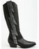 Image #2 - Italian Cowboy Women's Bolt Overlay Tall Western Boots - Snip Toe, Dark Grey, hi-res
