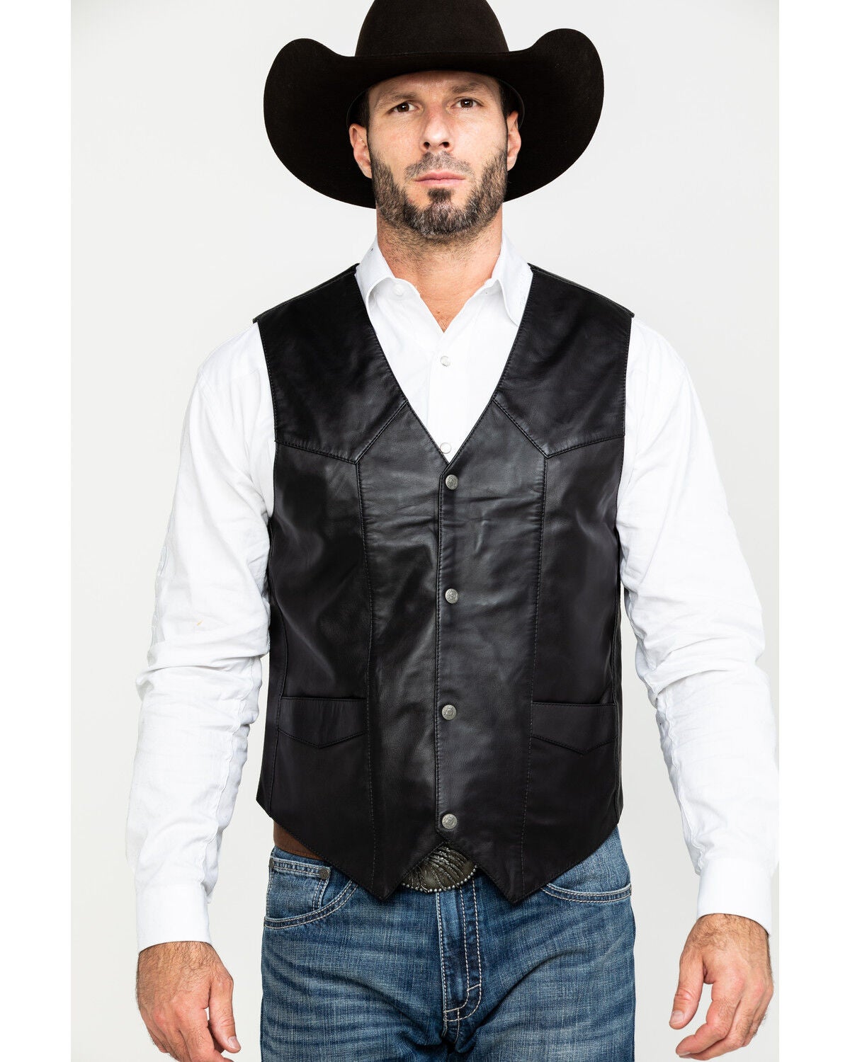 Liberty Wear Men's Jackson Lambskin Leather Vest, Black, hi-res