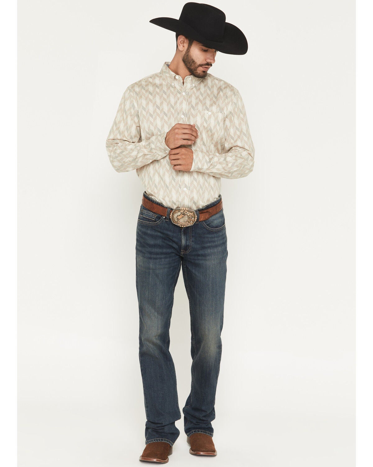 RANK 45&reg; Men's Roughstock Thunder Wash Trigger Slim Bootcut Durable Stretch Denim Jeans, Dark Wash, hi-res