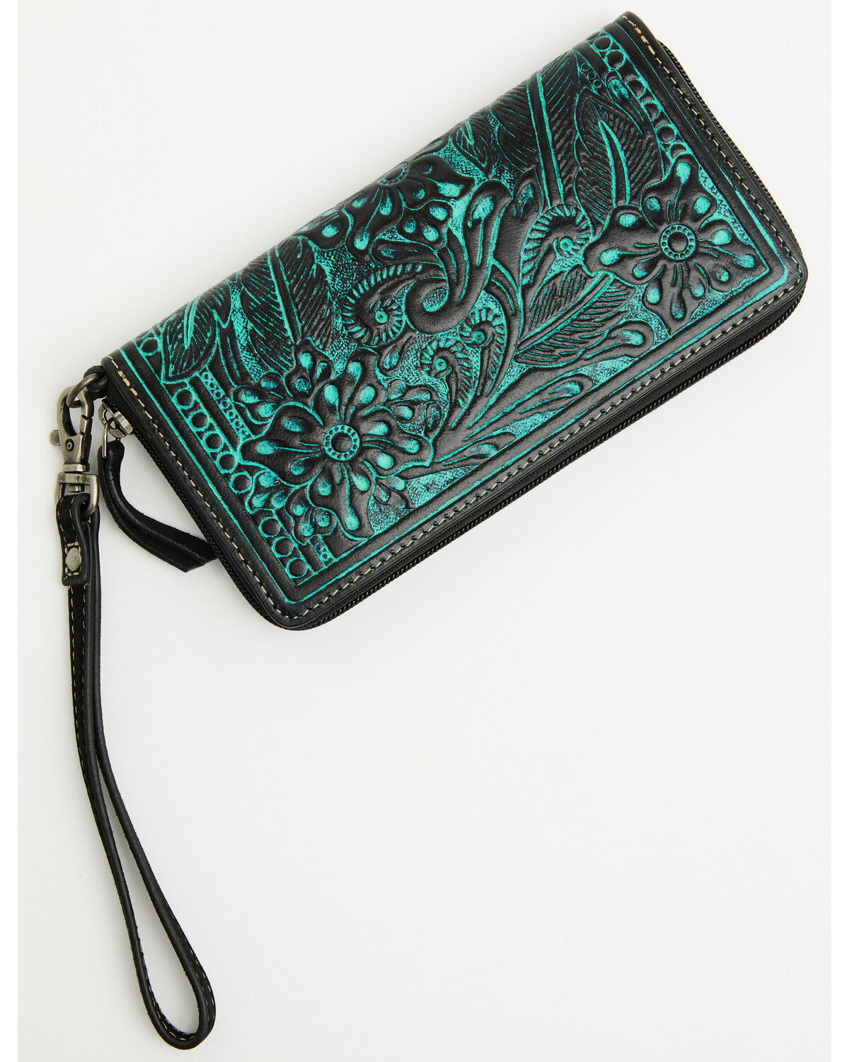 Image #1 - Shyanne Women's Tooled Leather Wristlet Wallet, Turquoise, hi-res