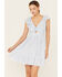 Image #1 - Angie Women's Eyelet Knot Front Mini Dress, Light Blue, hi-res