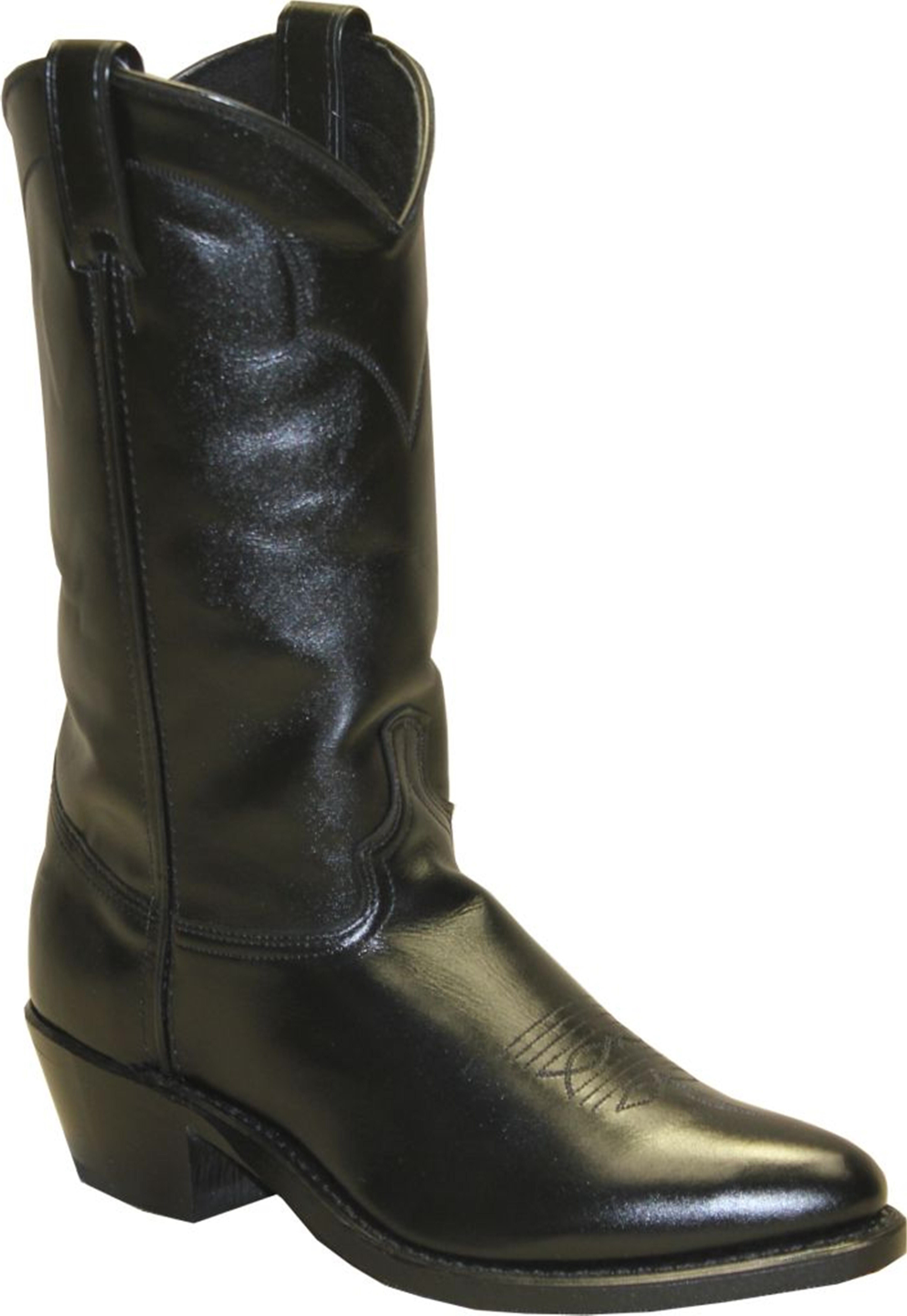 Abilene Polished Cowhide Boots - Round Toe, Black, hi-res