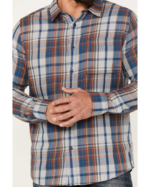 Image #3 - Brothers and Sons Men's Plaid Print Long Sleeve Button Down Performance Western Shirt, Dark Blue, hi-res