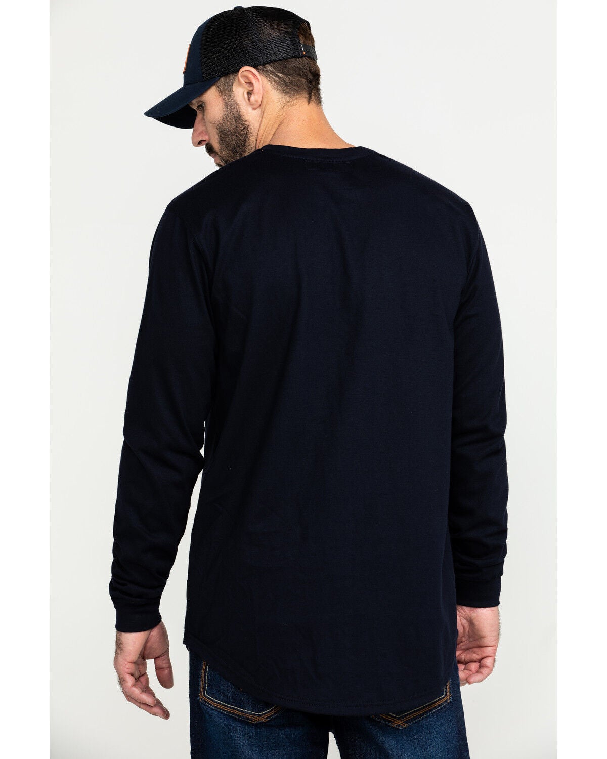 Image #2 - Hawx Men's FR Pocket Henley Long Sleeve Work Shirt - Tall, Navy, hi-res