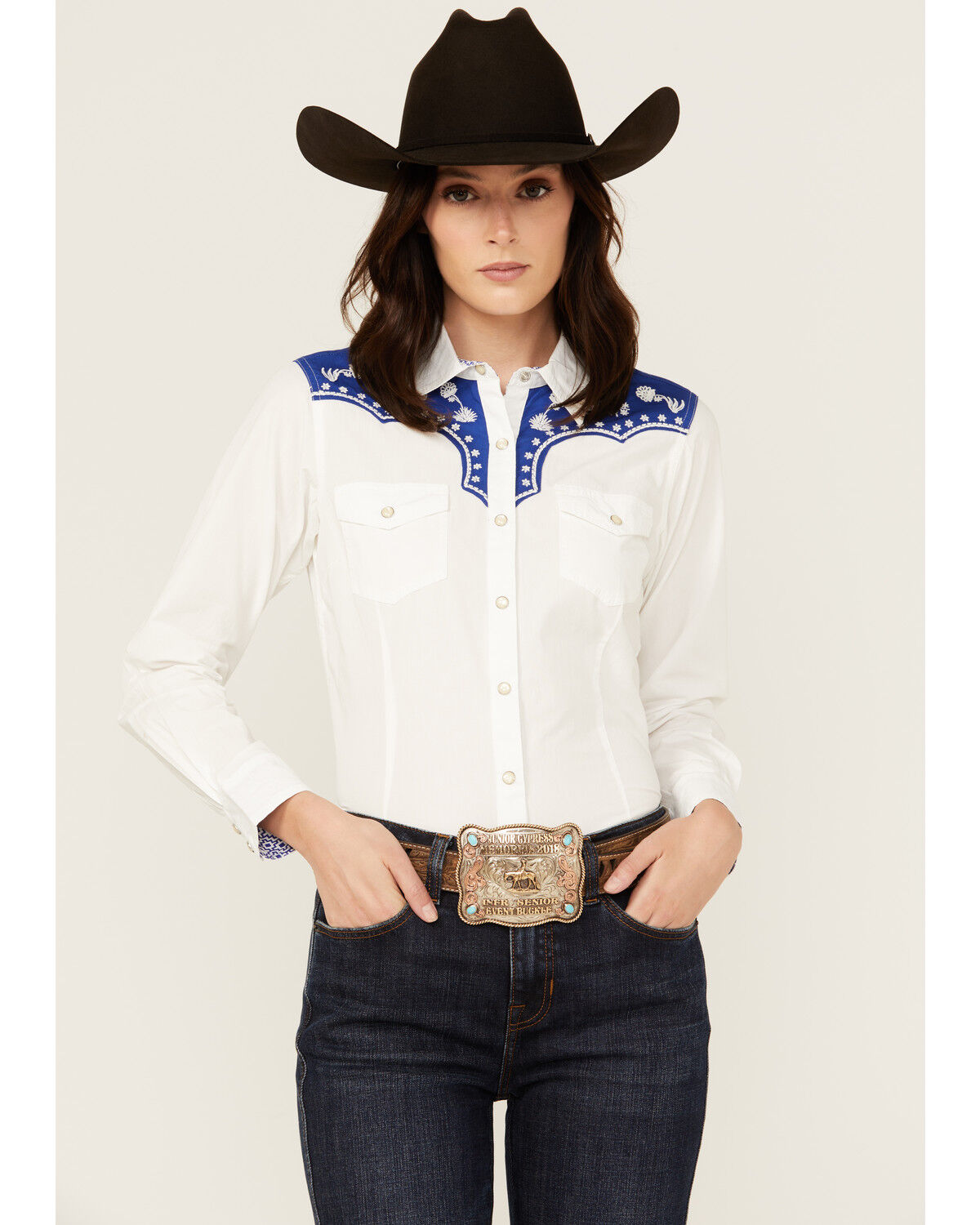 Image #1 - Ariat X Sendero Women's Senorita Long Sleeve Pearl Snap Western Shirt, White, hi-res