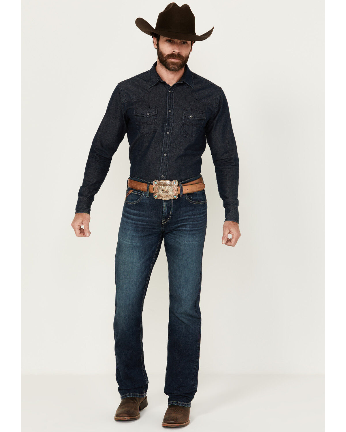 Image #1 - Ariat Men's Boot Barn Exclusive M7 Randolf Dayne Medium Wash Slim Straight Stretch Denim Jeans, Medium Wash, hi-res