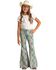 Image #1 - Rock & Roll Denim Girls' High Rise Southwestern Print Extra Stretch Button Flare Jeans, Turquoise, hi-res