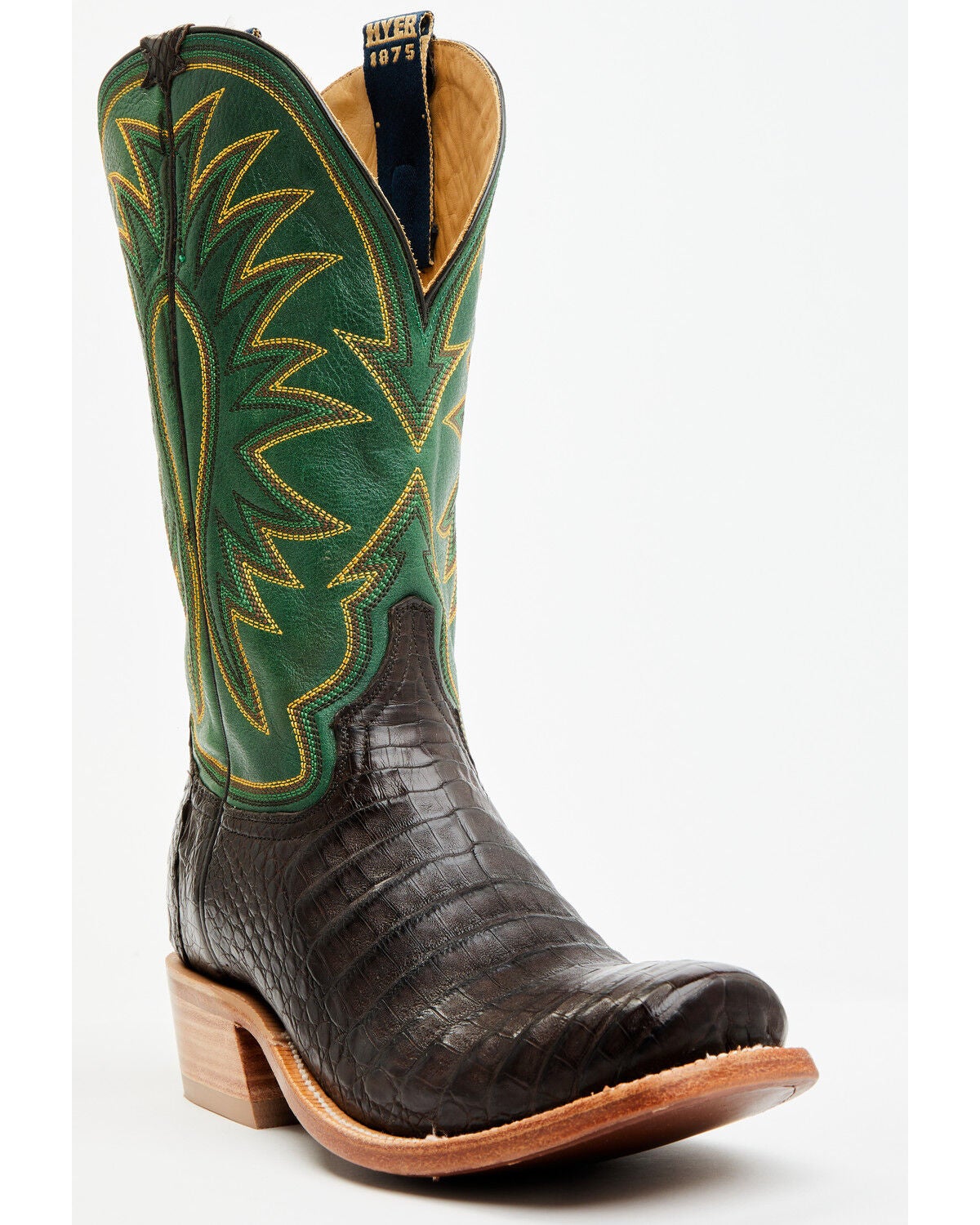 Hyer Men's Spearville Exotic Caiman Western Boots - Square Toe, Black, hi-res