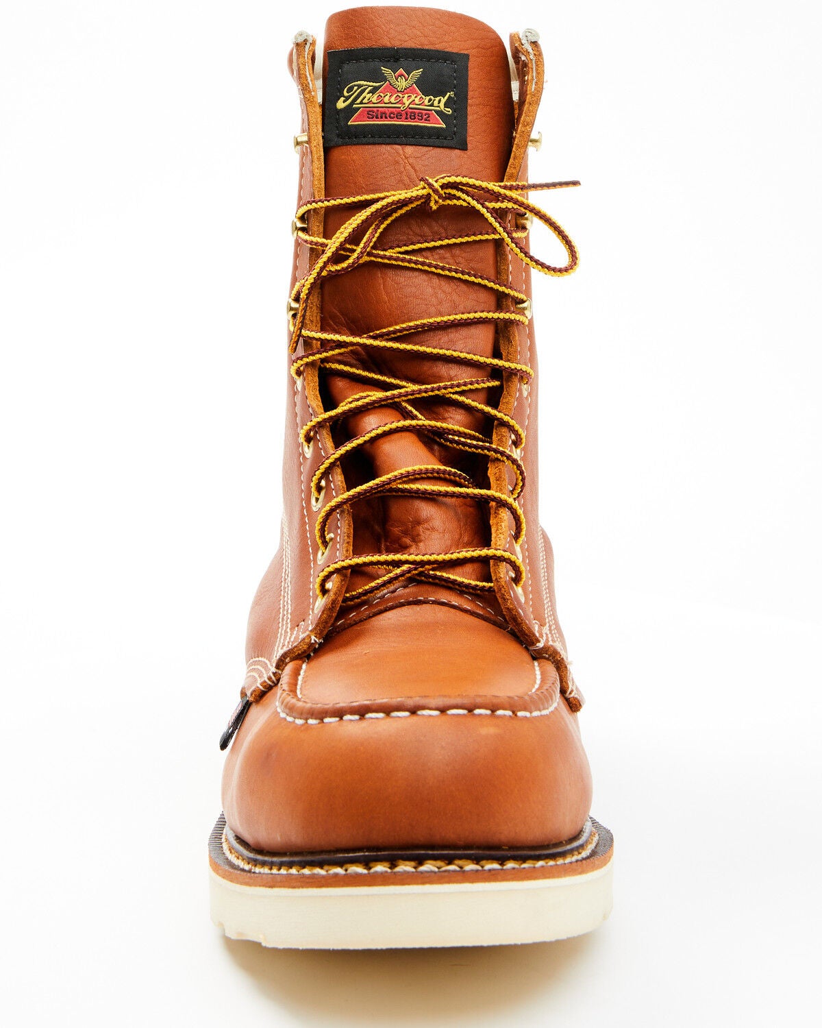Image #4 - Thorogood Men's 8" American Heritage USA Wedge Work Boots - Steel Toe, Tan, hi-res