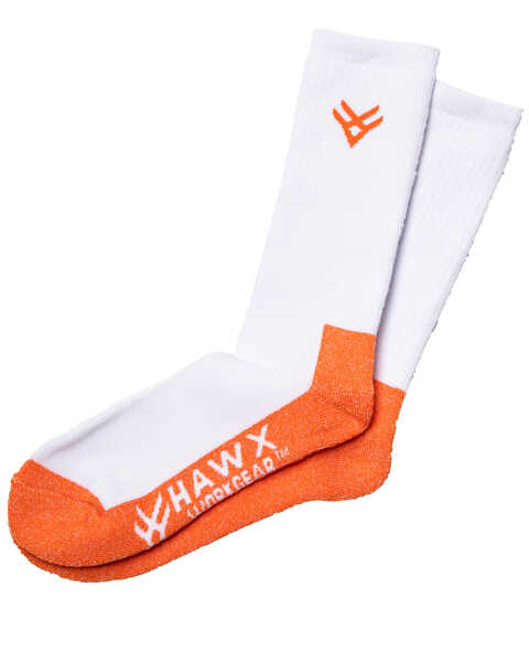 Image #1 - Hawx Men's 2 Pack Steel Toe All Season Socks, White, hi-res