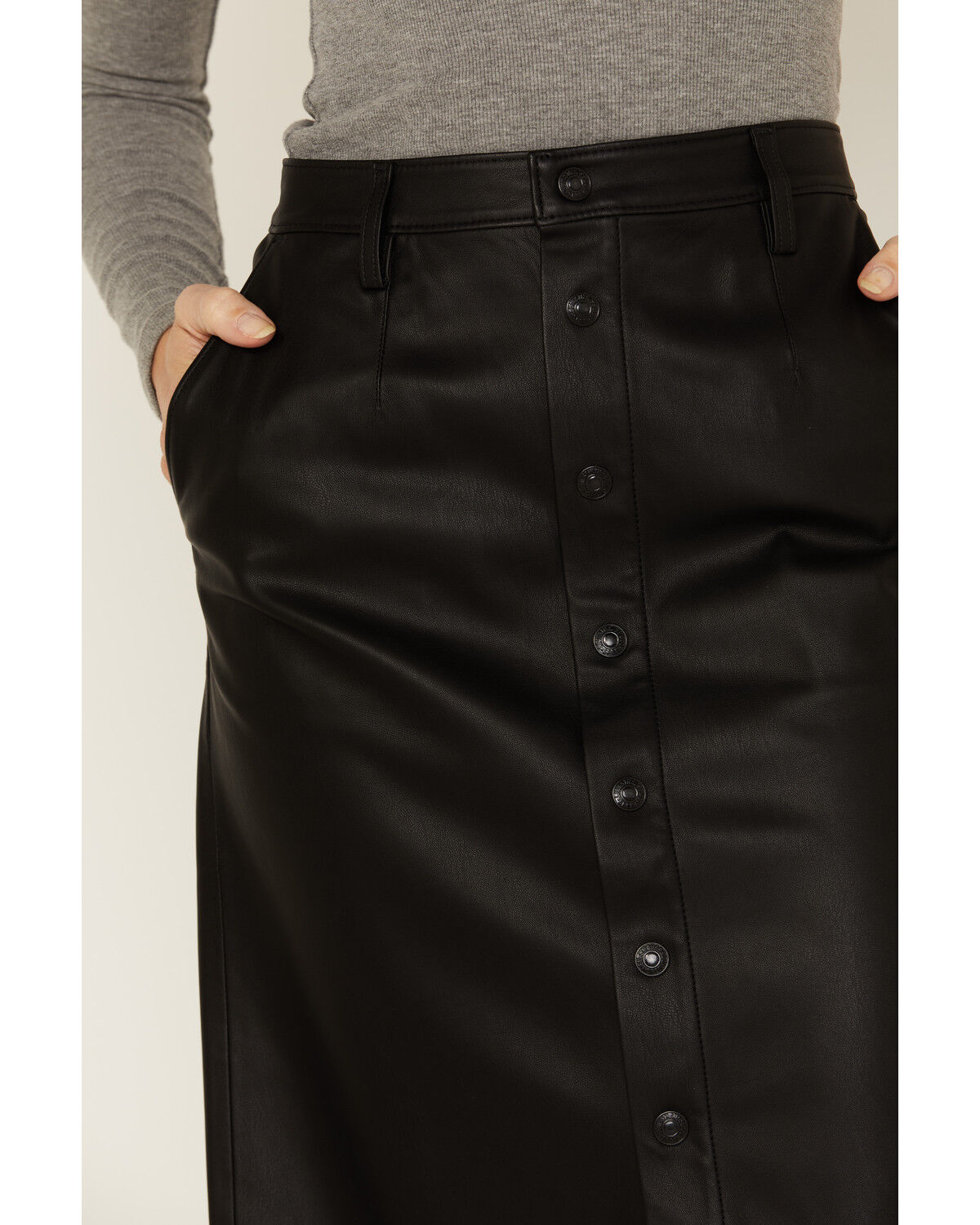 Image #2 - Levi's Premium Women's Faux Leather Icon Pencil Skirt, Black, hi-res