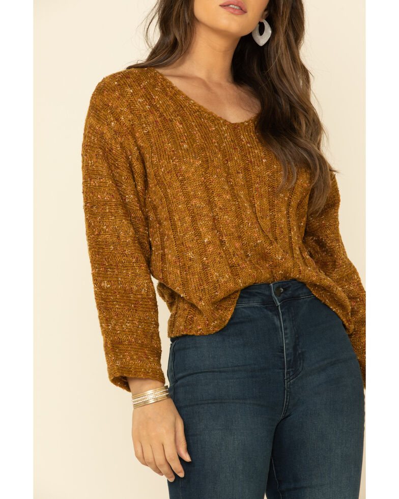 Mystree Women's Mustard Multi Tone Pullover Sweater , Dark Yellow, hi-res