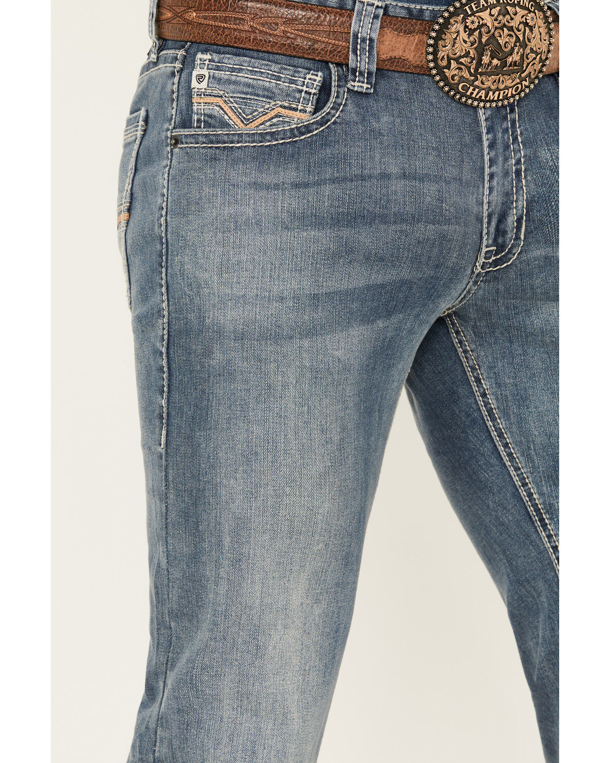 Image #2 - Rock & Roll Denim Men's Medium Wash Revolver Reflex Slim Straight Stretch Denim Jeans, Medium Wash, hi-res