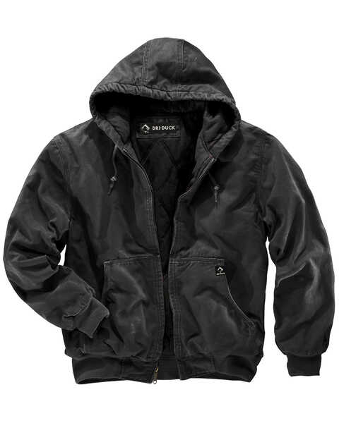 Image #1 - Dri Duck Men's Cheyenne Hooded Work Jacket - Tall Sizes (XLT - 2XLT), Black, hi-res