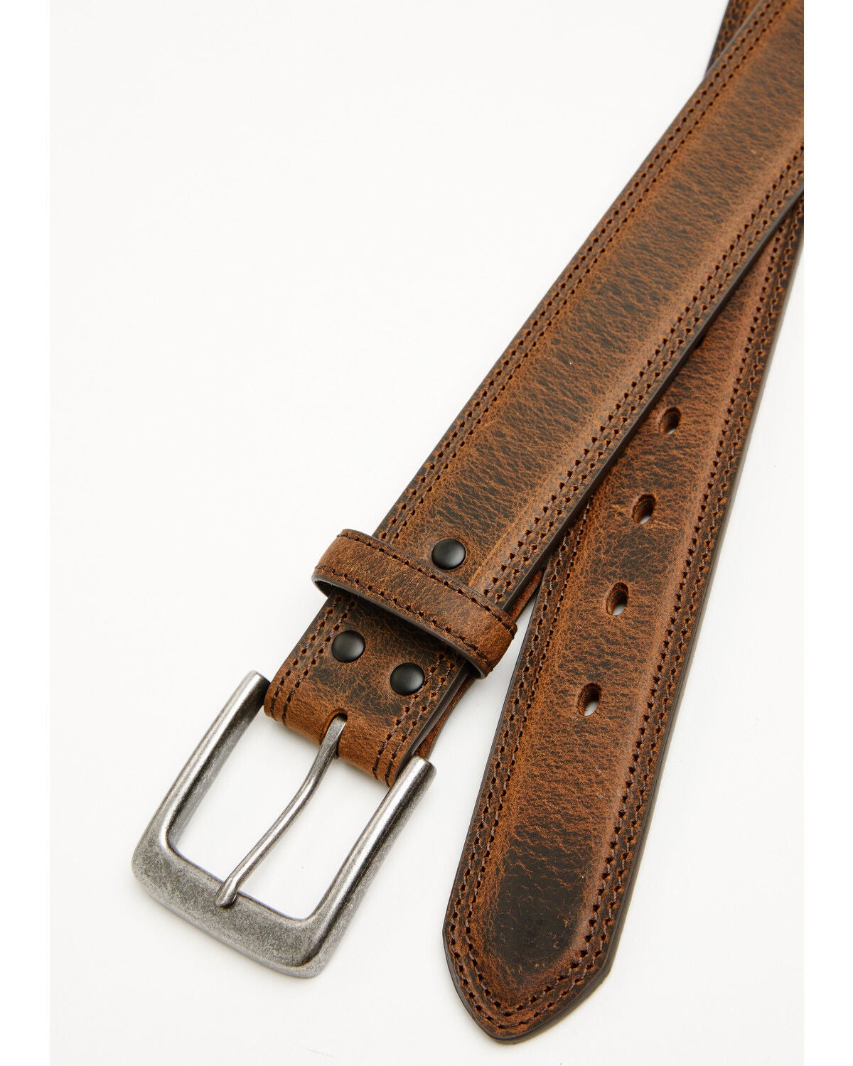 Image #2 - Hawx Men's Heavy Duty Double Stitch Leather Belt, Brown, hi-res