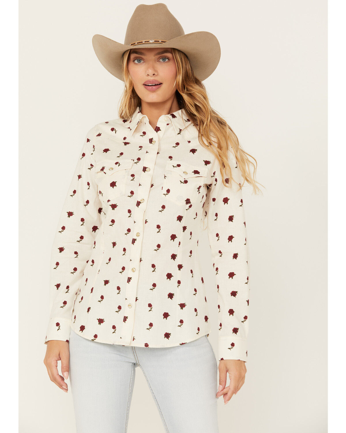 Image #2 - Wrangler Retro Women's Boot Barn Exclusive Rose Print Long Sleeve Western Flannel Shirt, , hi-res