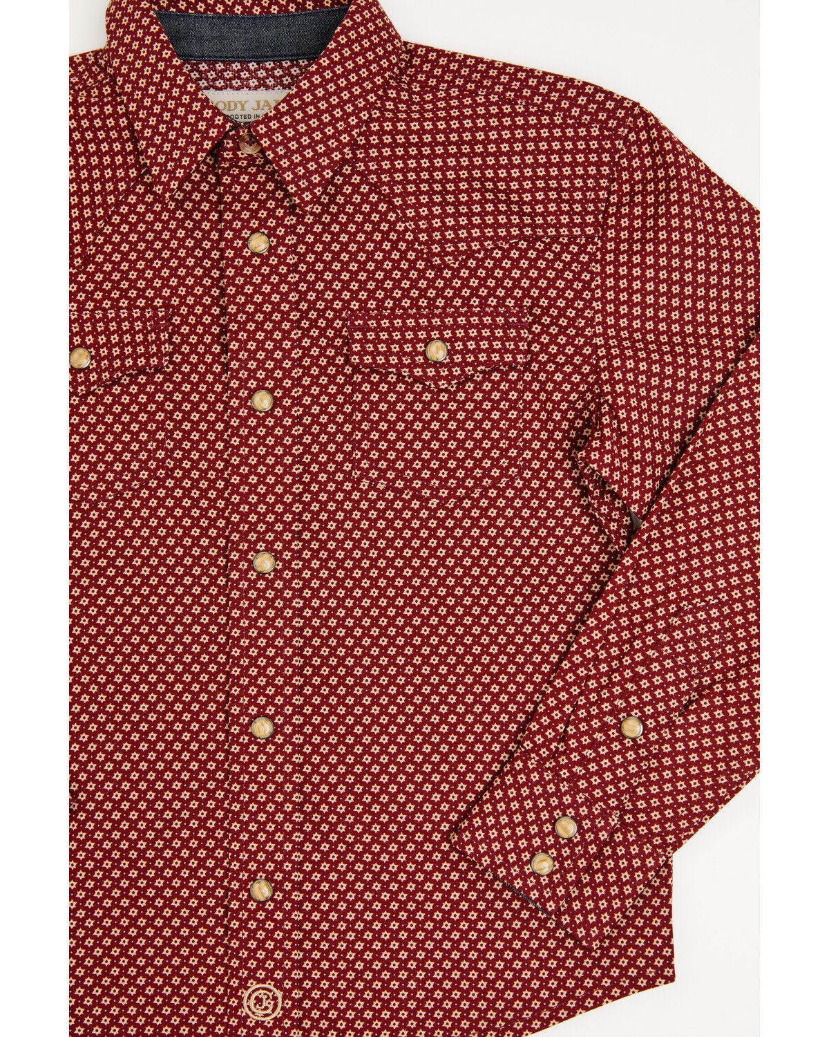 Image #2 - Cody James Toddler Boys' NFR Geo Print Long Sleeve Snap Stretch Western Shirt, Burgundy, hi-res