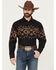 Image #1 - Panhandle Men's Longhorn Border Print Long Sleeve Snap Western Shirt, Black, hi-res