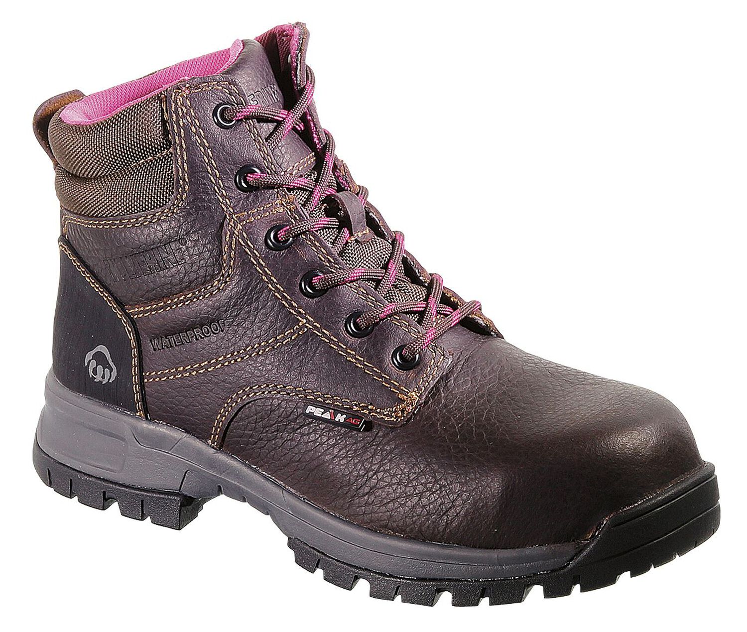 Image #1 - Wolverine Women's Piper 6" Waterproof Work Boots - Composite Toe, Brown, hi-res