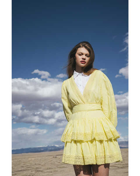 Image #1 - Maia Bergman Women's Mika Lace Tiered Dress, Yellow, hi-res