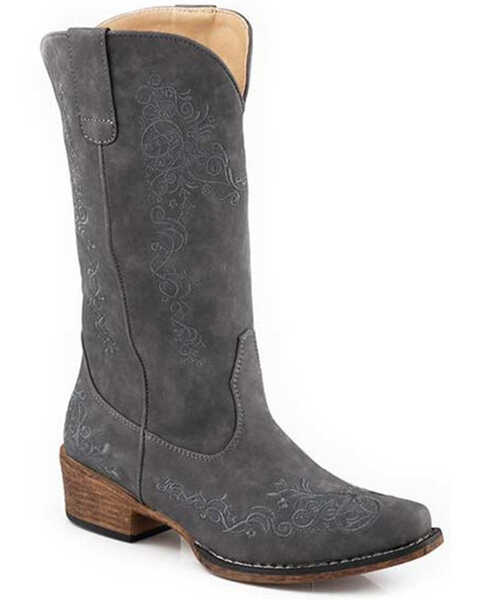 Roper Women's Riley Scroll Western Boots - Snip Toe, Grey, hi-res