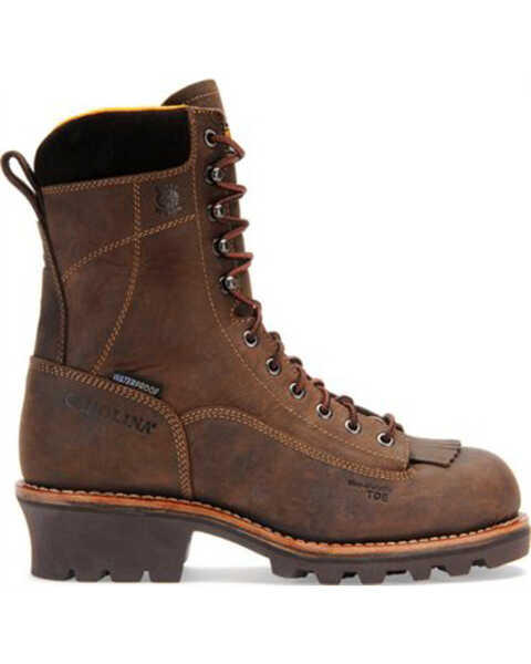 Carolina Men's Waterproof Lace-to-Toe Logger Boots - Composite Toe, Brown, hi-res