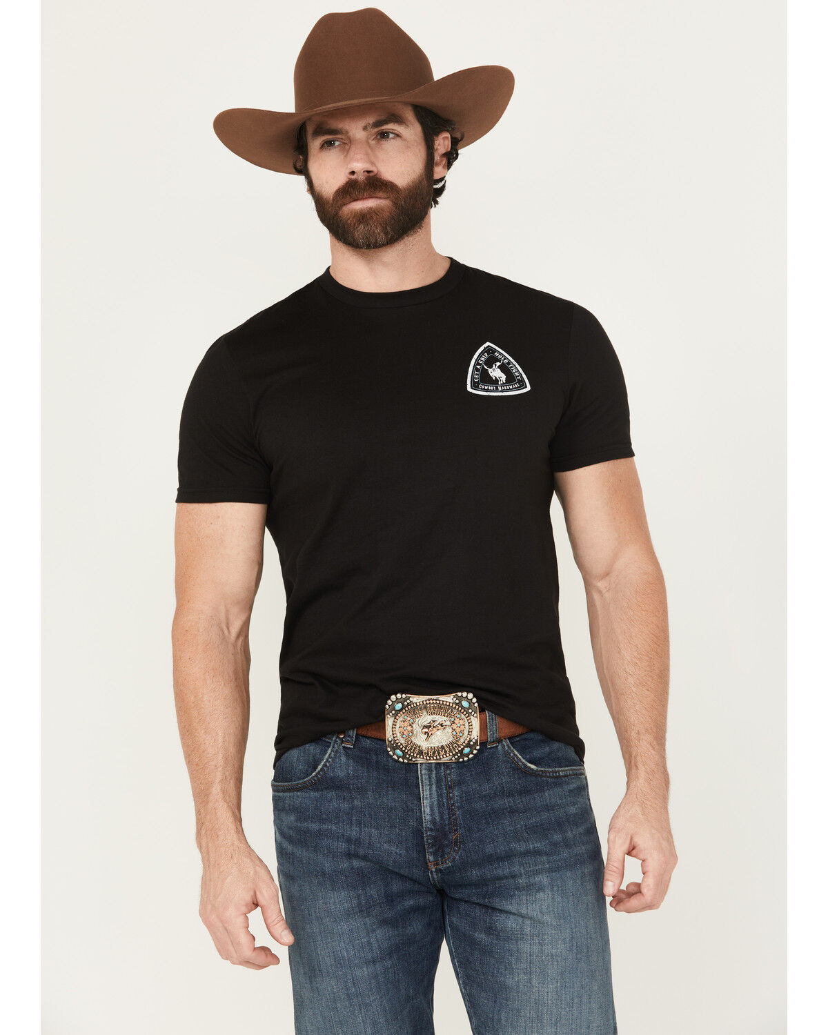 Image #2 - Cowboy Hardware Men's Get A Grip Short Sleeve Graphic T-Shirt, Black, hi-res