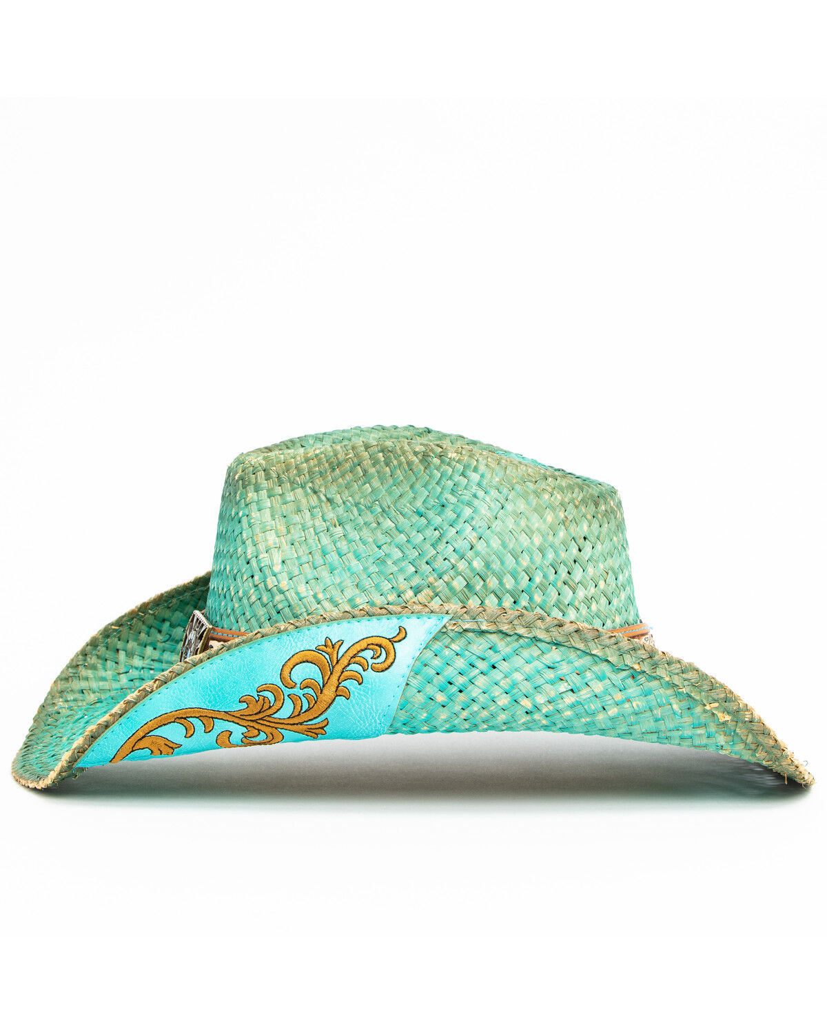 Image #2 - Shyanne Women's Cactus Flower Straw Cowboy Hat, Blue, hi-res