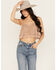 Image #1 - En Creme Women's Metallic Cropped Tank Top, Rose, hi-res