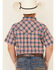 Cody James Boys' Liberty Bell Large Dobby Plaid Short Sleeve Snap Western Shirt , Navy, hi-res