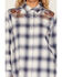 Image #3 - Idyllwind Women's Mara Plaid Print Long Sleeve Pearl Snap Oversized Shirt, Dark Blue, hi-res