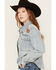 Image #4 - Driftwood Women's Light Wash Embroidered Steer Head Denim Shacket, Light Wash, hi-res