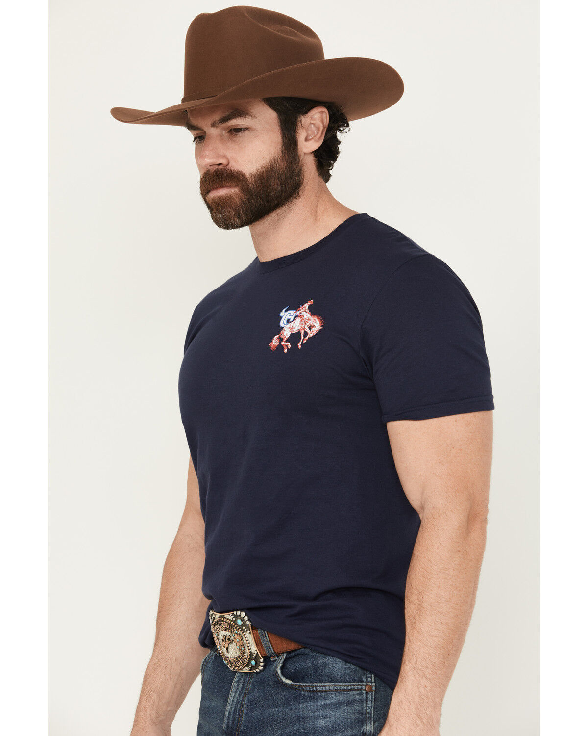 Image #4 - Cowboy Hardware Men's In God We Trust Short Sleeve Graphic T-Shirt, Navy, hi-res