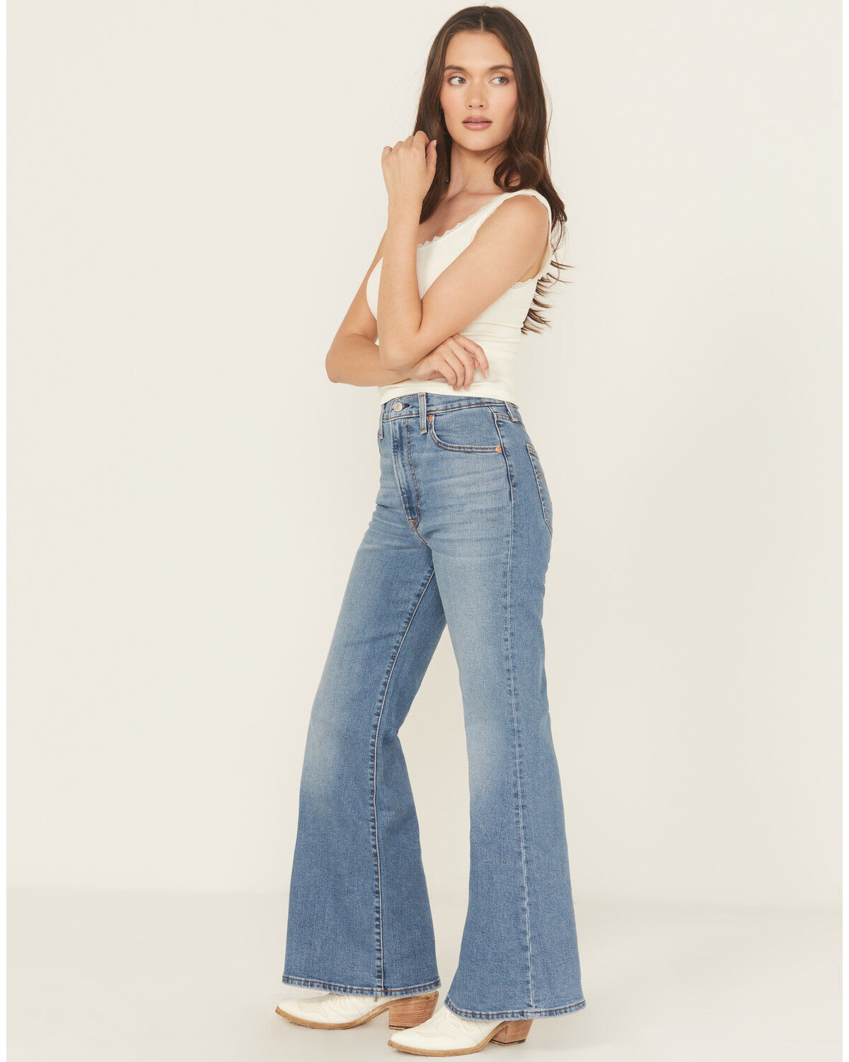 Image #1 - Levi's Women's So Nice Medium Wash Ribcage Stretch Denim Jeans, Dark Wash, hi-res