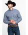 Roper Men's Amarillo Meadow Mini Check Plaid Long Sleeve Western Shirt , Blue, hi-res