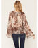 Image #4 - Shyanne Women's Randall Sheer Printed Ruffle Trim Top, Brown, hi-res