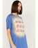 Image #2 - Bohemian Cowgirl Women's Bleach Americana Hats Short Sleeve Graphic Tee, Blue, hi-res