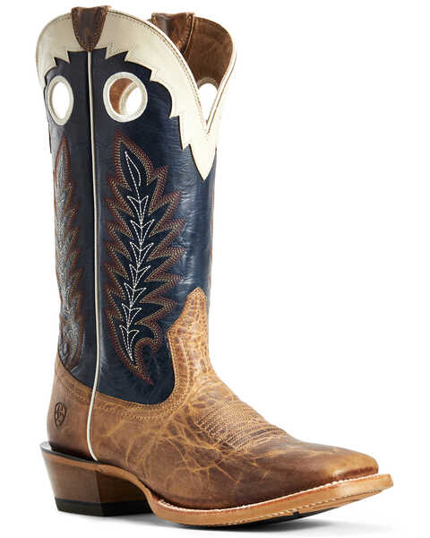 Image #1 - Ariat Men's Wildstock Real Deal Western Performance Boots - Broad Square Toe, Brown, hi-res