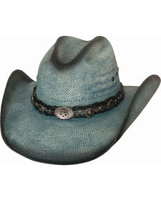 Bullhide Women's Into You Straw Cowboy Hat , Blue, hi-res